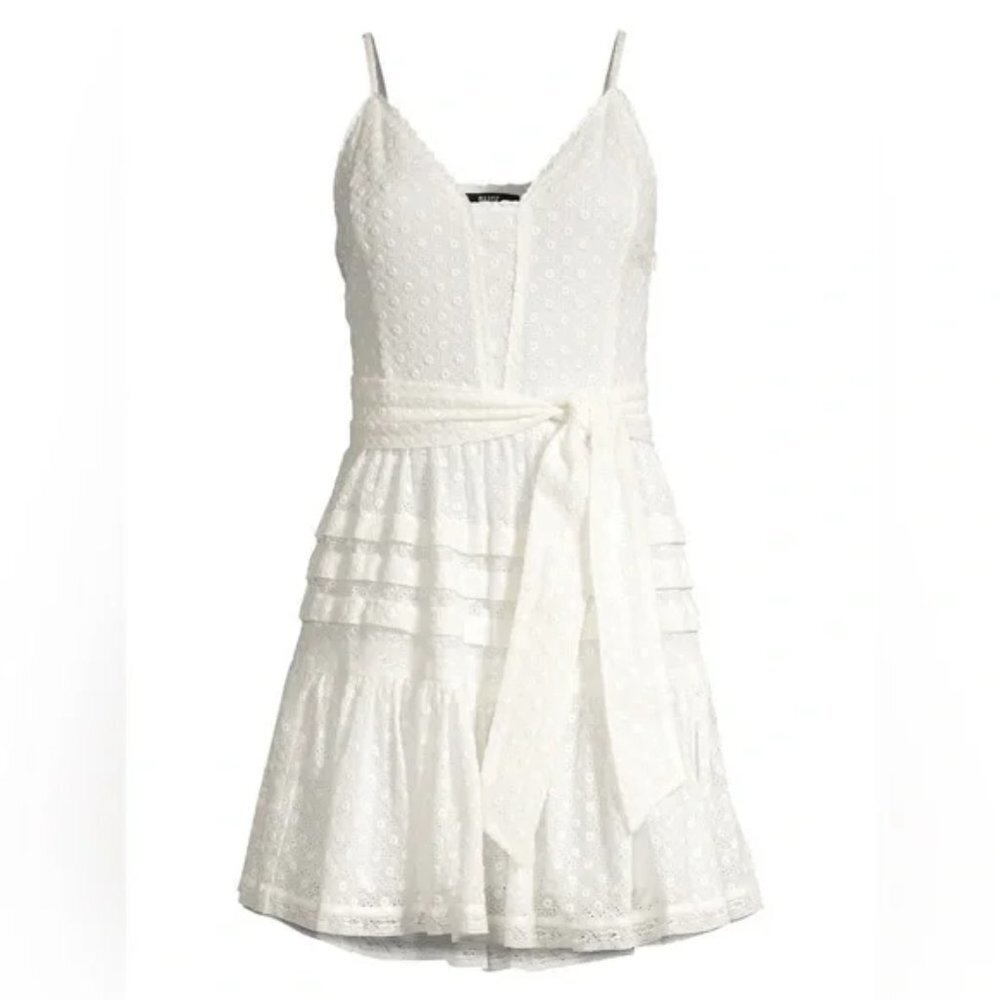 Paige Nahla Ruffle Tie-Waist Dress in White Eyelet SIZE XS